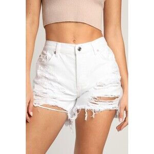Free People Maggie Denim Jean Shorts 25 26 27 28 White Distressed Raw Hem New